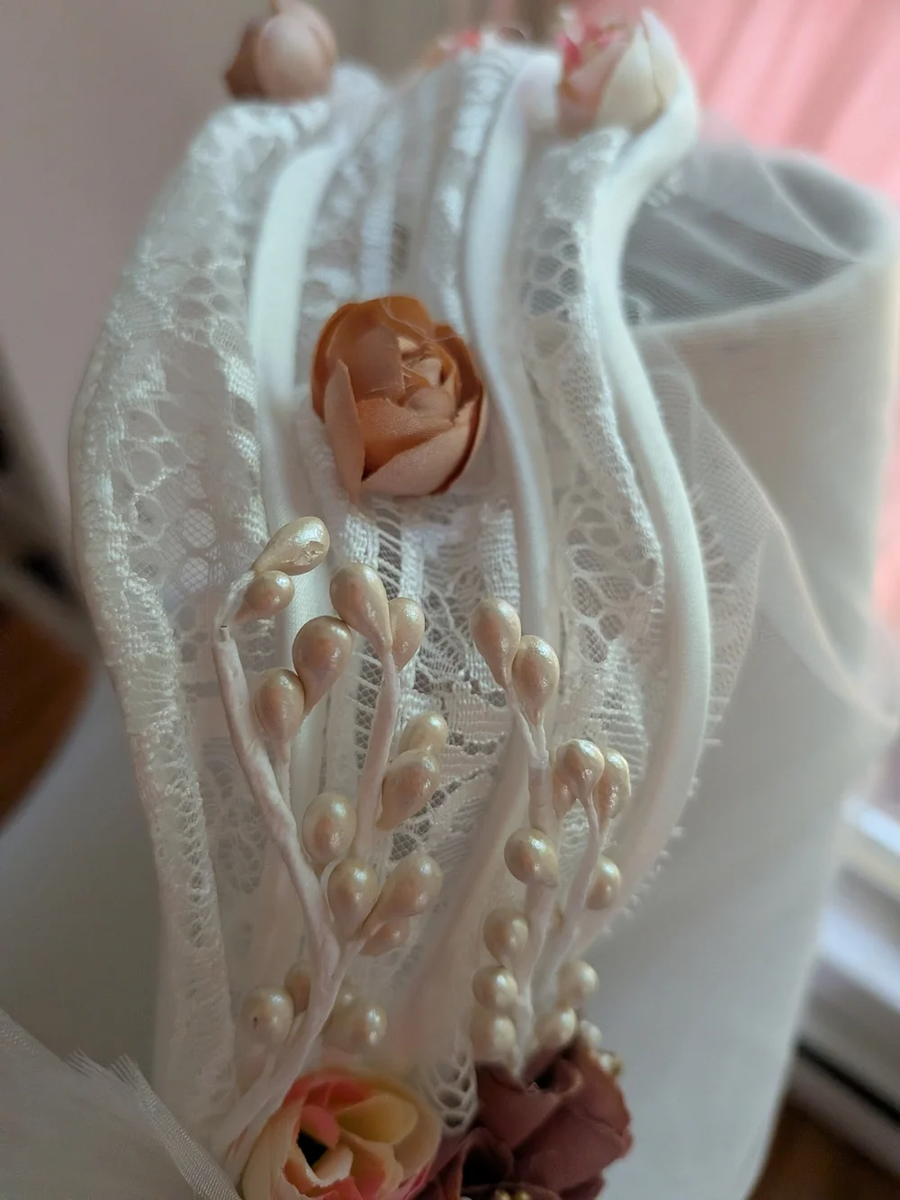 Vintage Floral Bridal Headband Off White